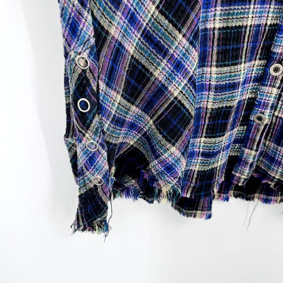 Free People Juniper Ridge Button Down Plaid Tunic Shirt, Size Small, Grunge - Picture 10 of 16